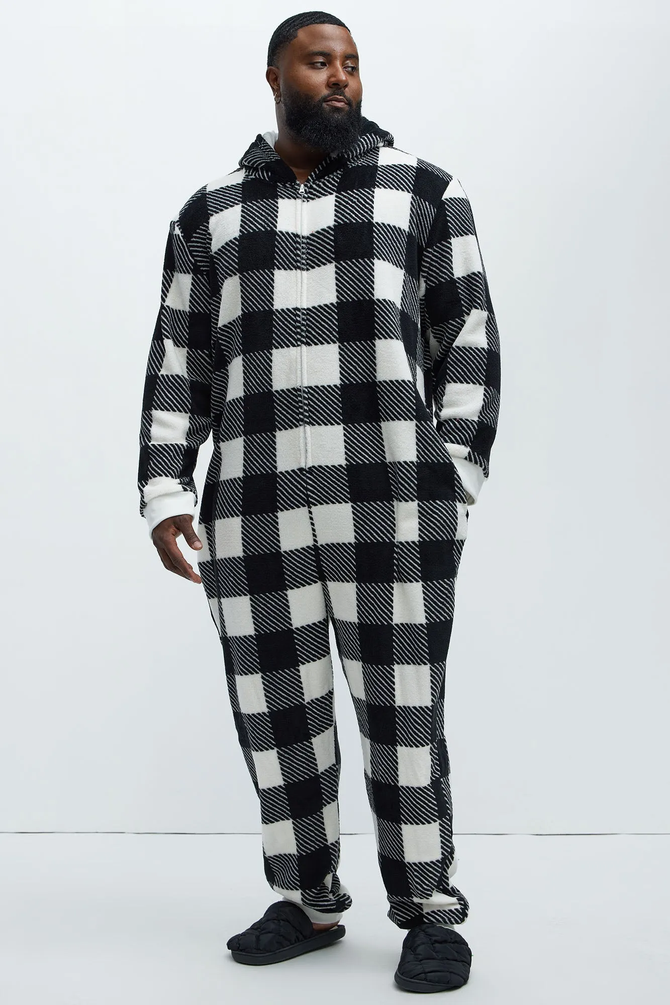 Always Cozy Holiday PJ Onesie - Black/White