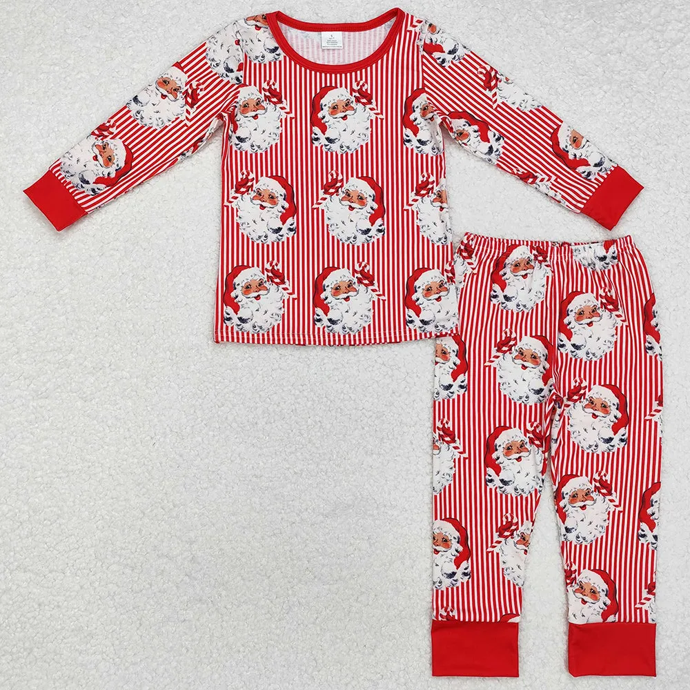 Baby Kids Pajamas Christmas Stripes Santa Bamboo Pajamas Sleepwear Sets BLP0917