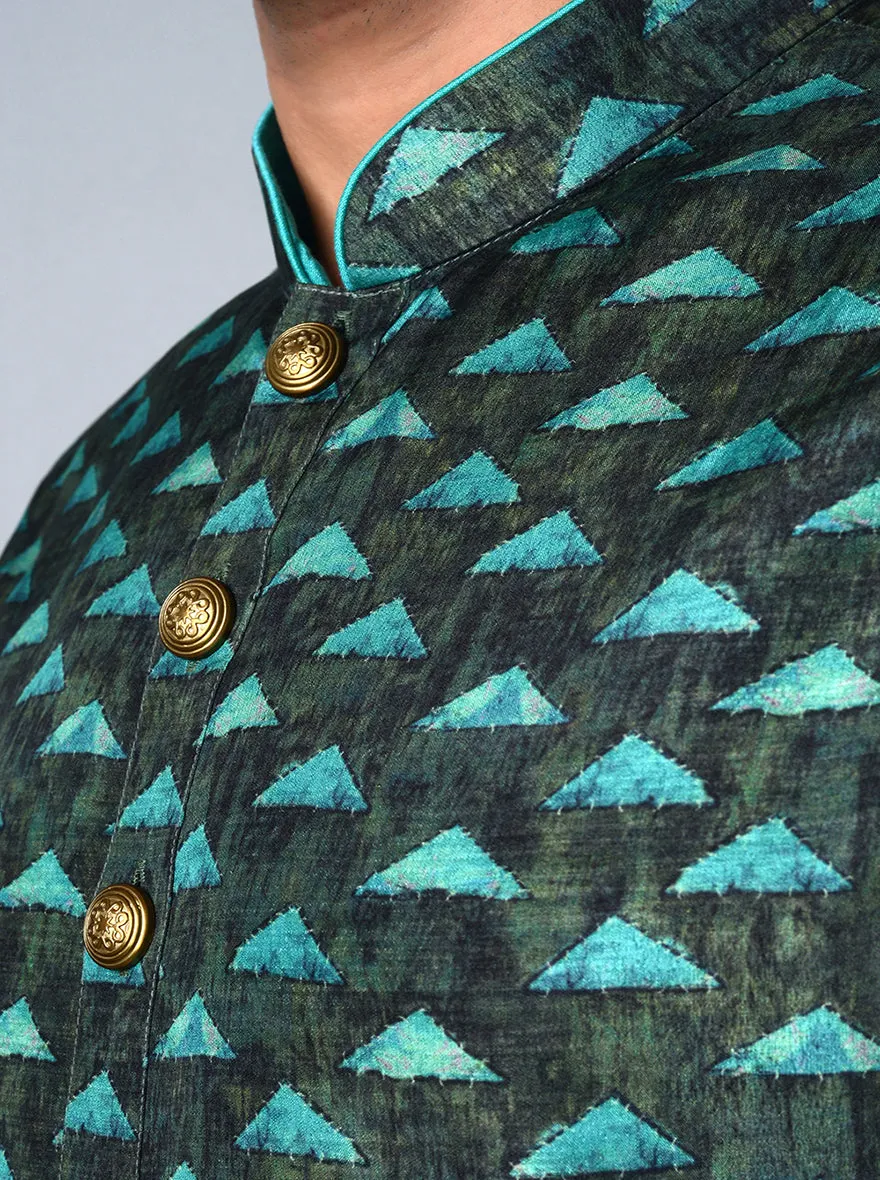 Blue  & Green Kurta Set | TULA