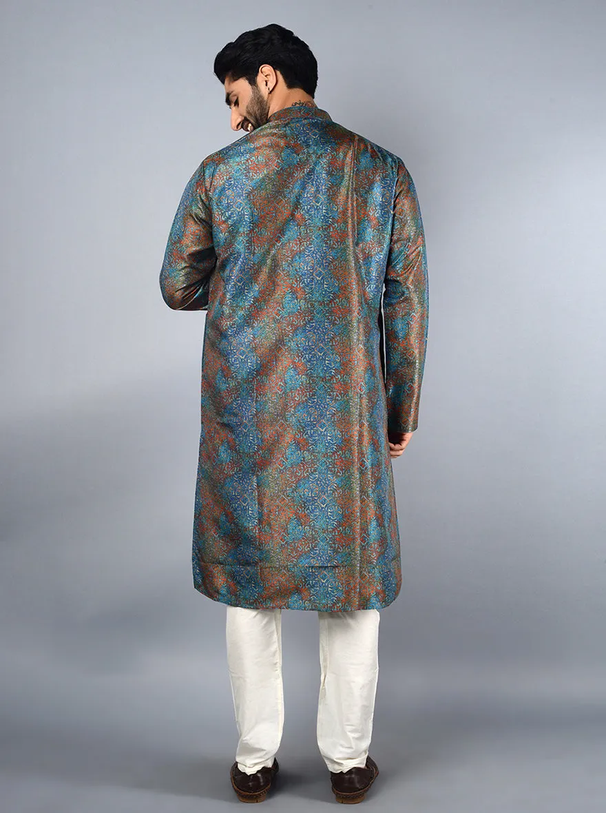 Blue  & Rust Kurta Set | Azania