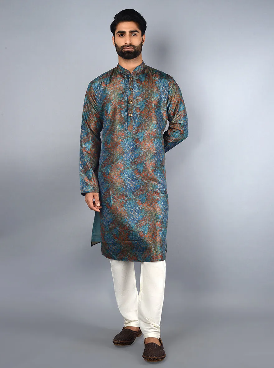Blue  & Rust Kurta Set | Azania