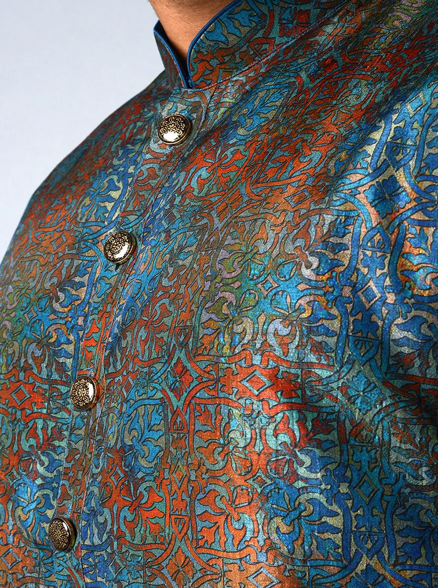 Blue  & Rust Kurta Set | Azania