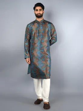 Blue  & Rust Kurta Set | Azania