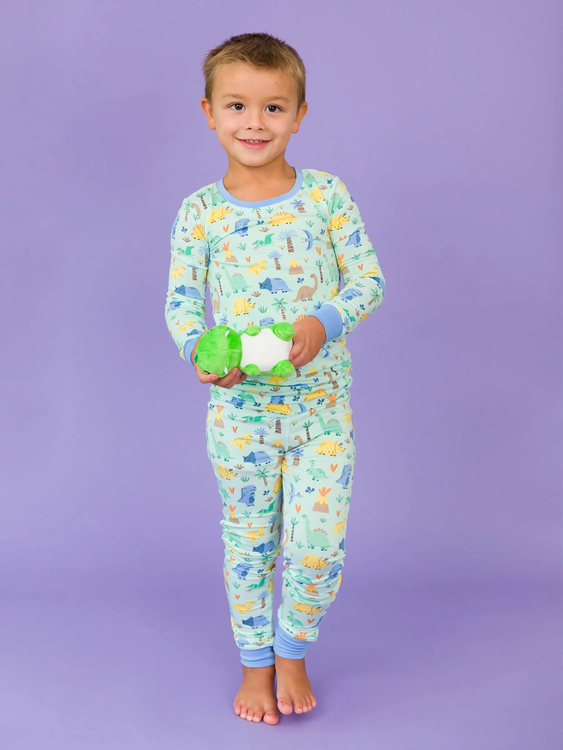 Boys Dino-mite Dude Dinosaur Bamboo Viscose Long Sleeve Pajama Set