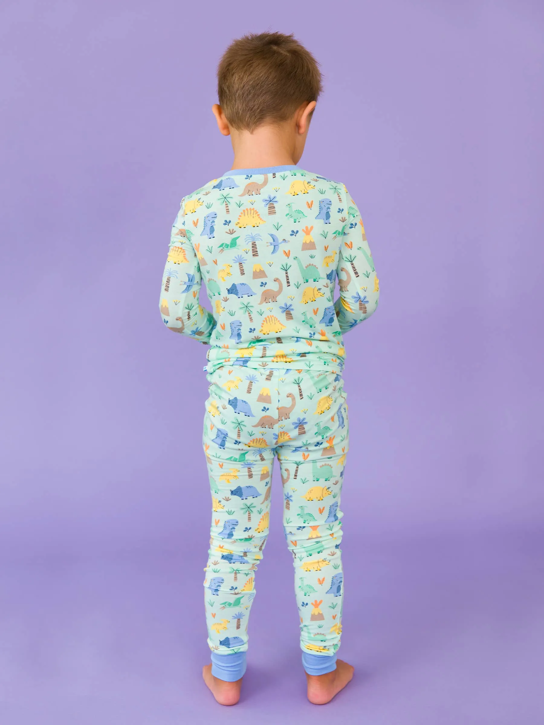 Boys Dino-mite Dude Dinosaur Bamboo Viscose Long Sleeve Pajama Set