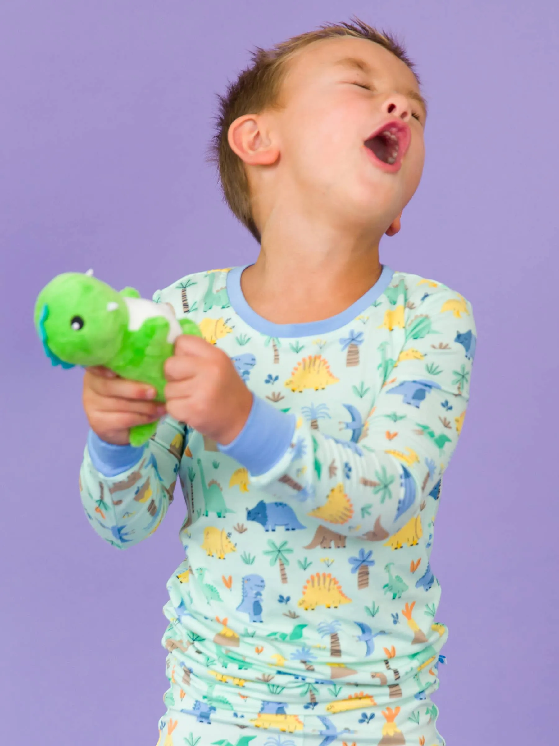 Boys Dino-mite Dude Dinosaur Bamboo Viscose Long Sleeve Pajama Set
