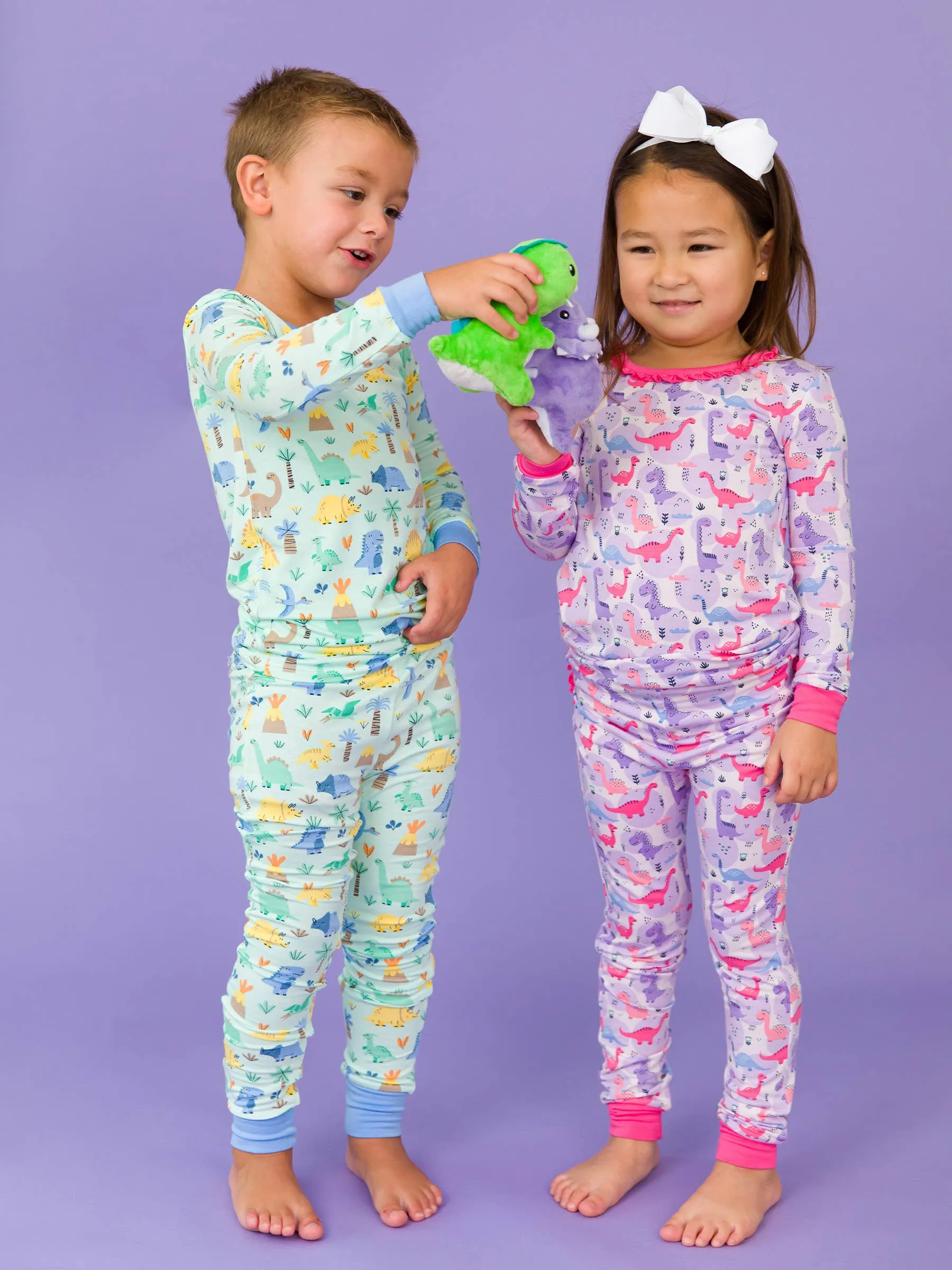 Boys Dino-mite Dude Dinosaur Bamboo Viscose Long Sleeve Pajama Set