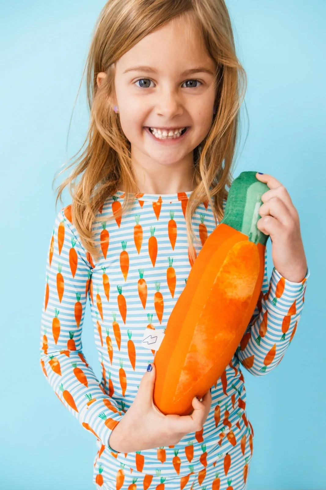 Carrot Stripes Long Sleeve PJ Set with Bunny Tail