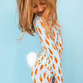 Carrot Stripes Long Sleeve PJ Set with Bunny Tail