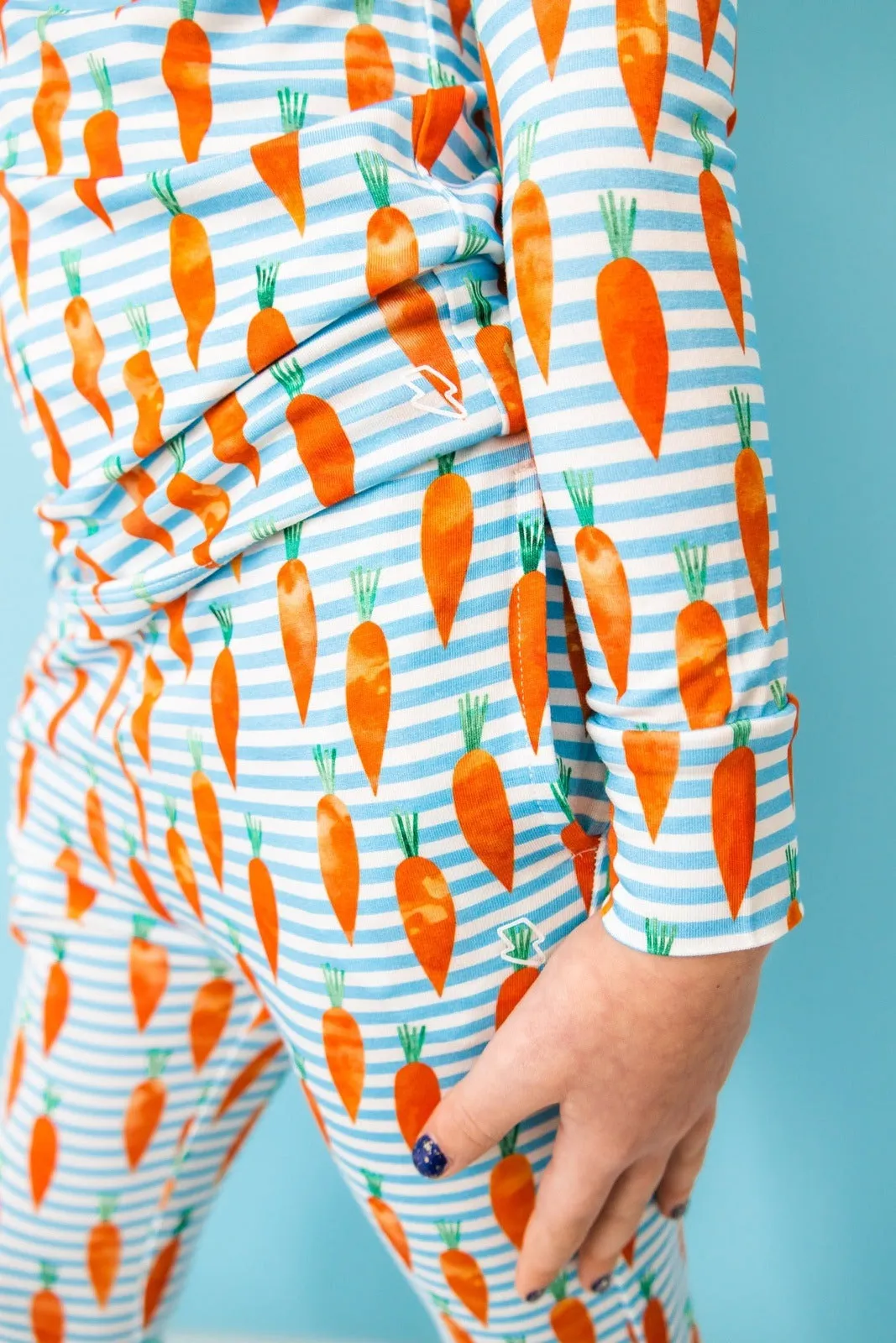 Carrot Stripes Long Sleeve PJ Set with Bunny Tail