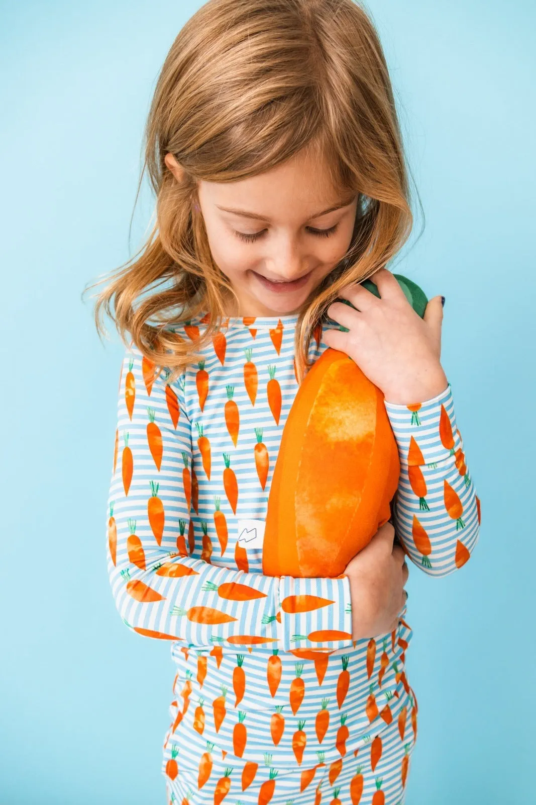 Carrot Stripes Long Sleeve PJ Set with Bunny Tail