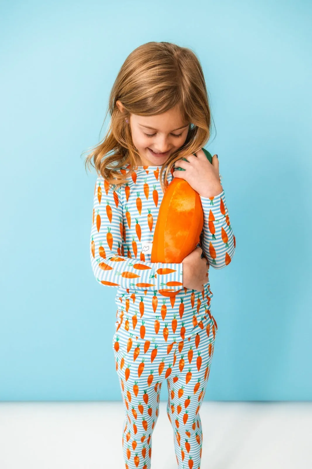 Carrot Stripes Long Sleeve PJ Set with Bunny Tail