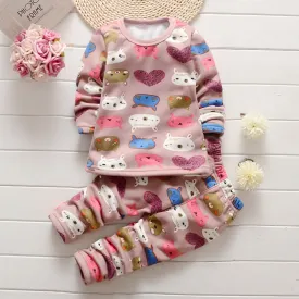 Children Clothing 2018 New Autumn Winter Girls Boys Plush underwear warm Christmas Outfit Kids Clothes Sets Child Pajamas Sets