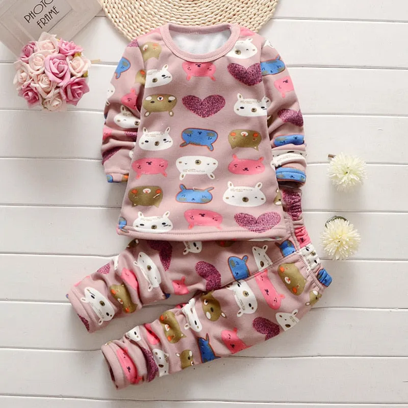 Children Clothing 2018 New Autumn Winter Girls Boys Plush underwear warm Christmas Outfit Kids Clothes Sets Child Pajamas Sets