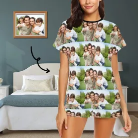 Custom Photo Pajamas Loving Family Loungewear Personalized Women's Short Pajama Set Gifts for Mom