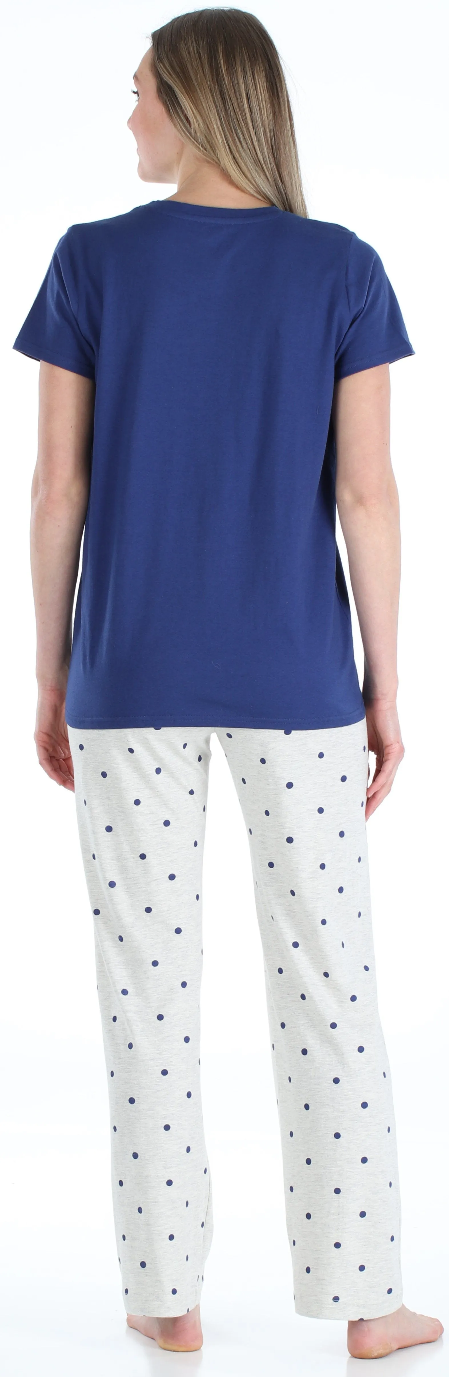 Frankie & Johnny Women’s Knit Short Sleeve T-Shirt and Relaxed Fit Pants Pajama Set