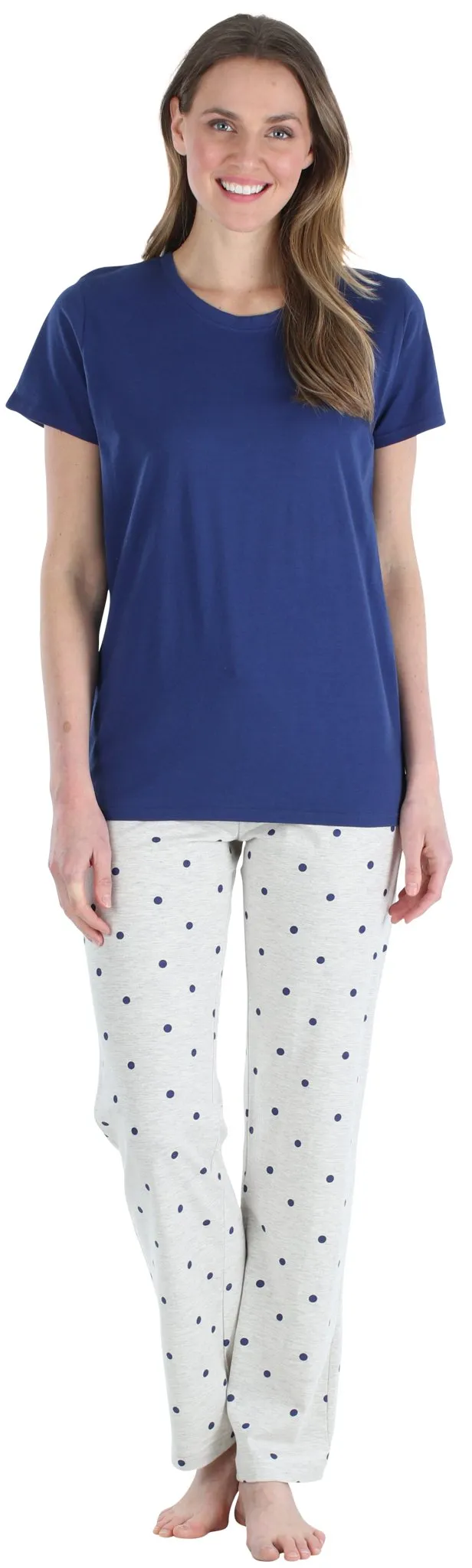 Frankie & Johnny Women’s Knit Short Sleeve T-Shirt and Relaxed Fit Pants Pajama Set