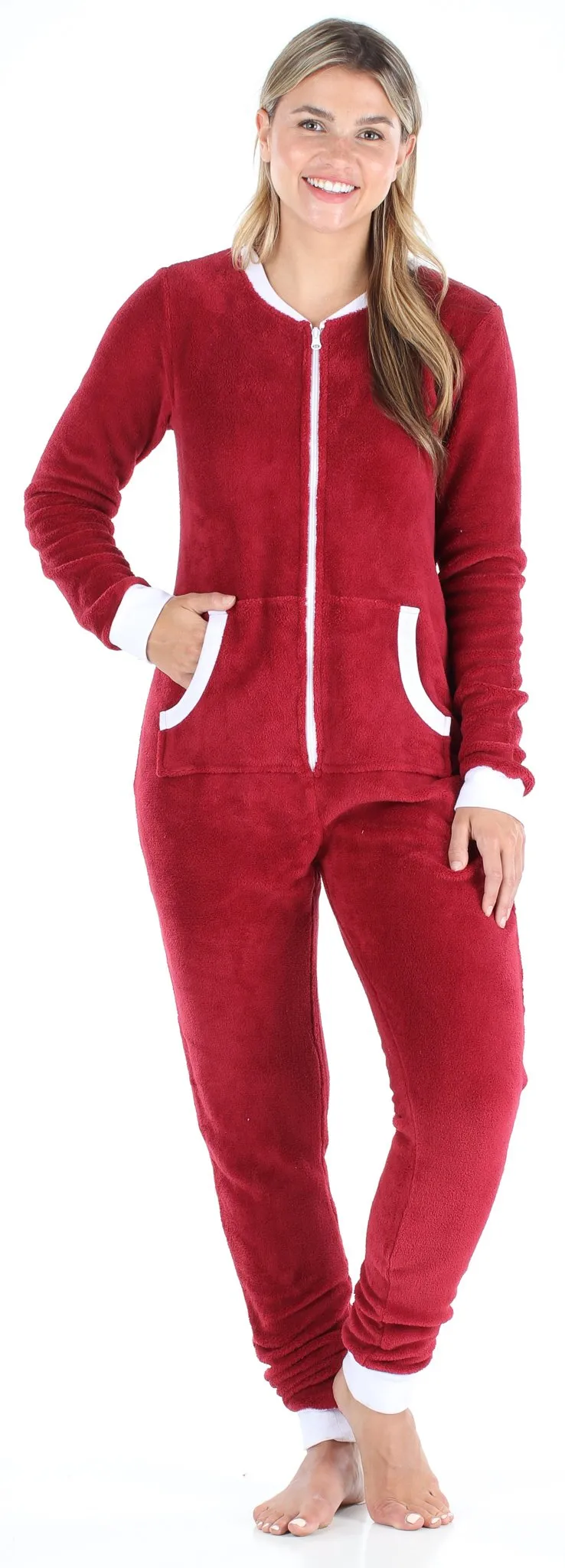 Frankie & Johnny Women's Plush Fleece Non-Footed Onesie Pajama