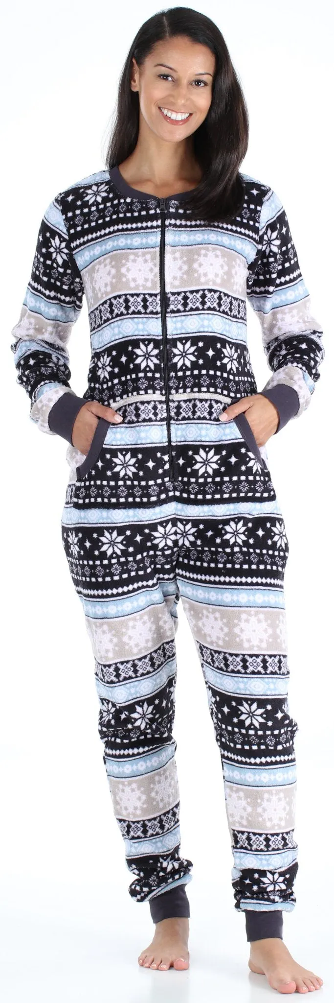 Frankie & Johnny Women's Plush Fleece Non-Footed Onesie Pajama