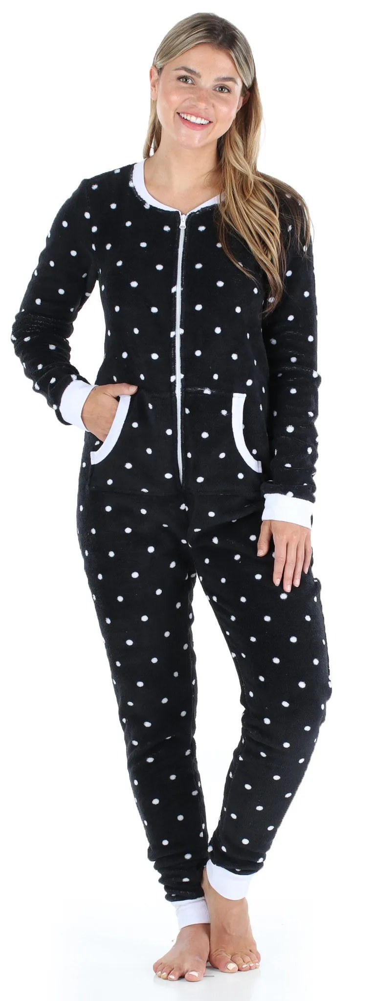 Frankie & Johnny Women's Plush Fleece Non-Footed Onesie Pajama