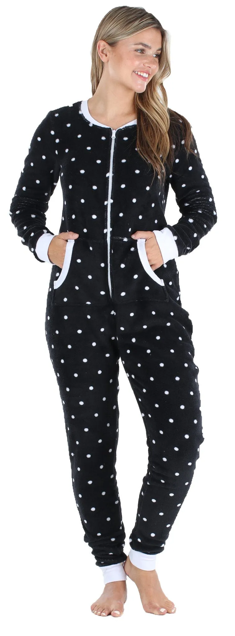 Frankie & Johnny Women's Plush Fleece Non-Footed Onesie Pajama
