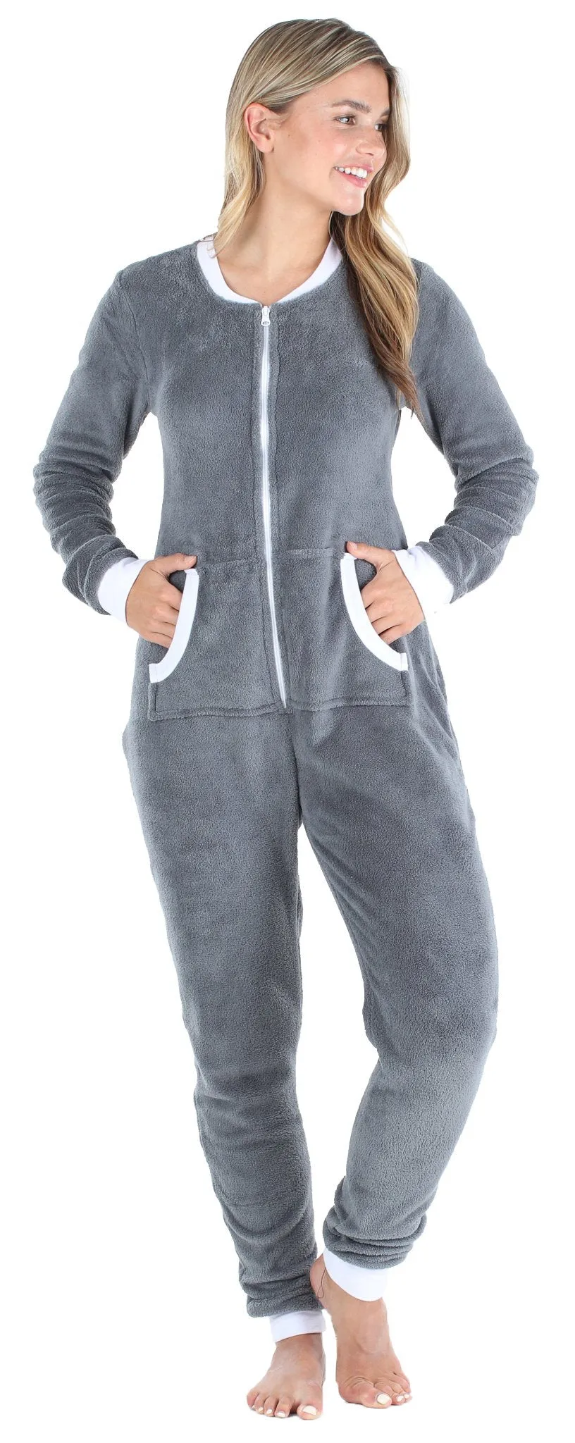 Frankie & Johnny Women's Plush Fleece Non-Footed Onesie Pajama