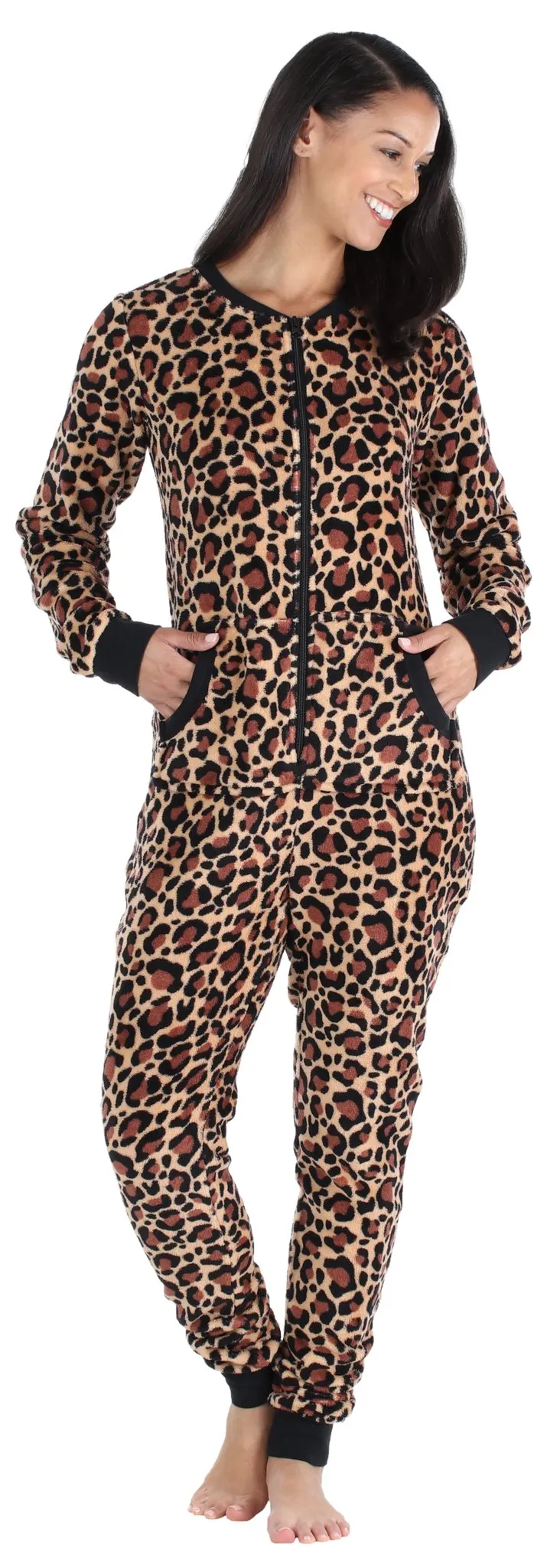 Frankie & Johnny Women's Plush Fleece Non-Footed Onesie Pajama