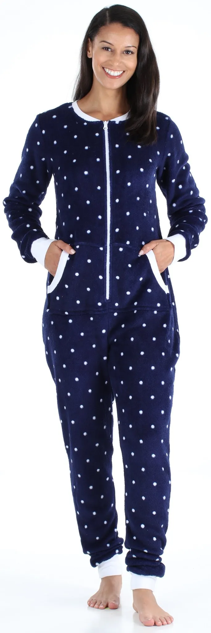 Frankie & Johnny Women's Plush Fleece Non-Footed Onesie Pajama