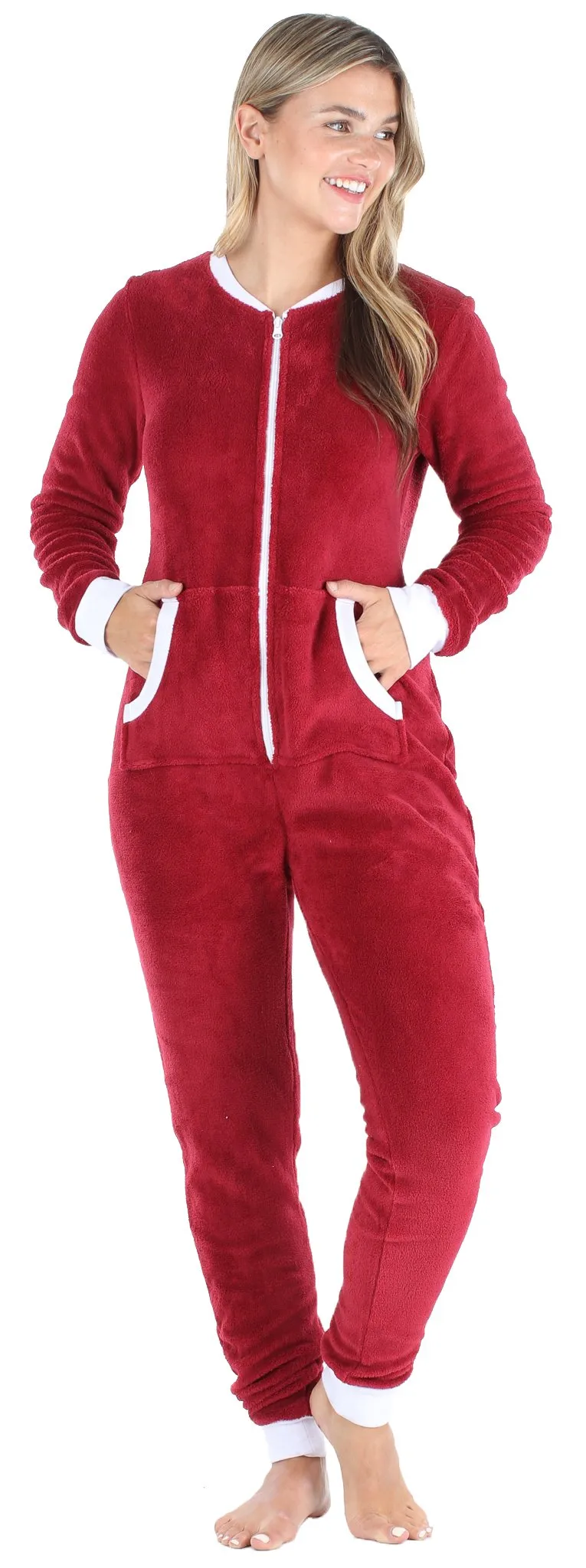 Frankie & Johnny Women's Plush Fleece Non-Footed Onesie Pajama