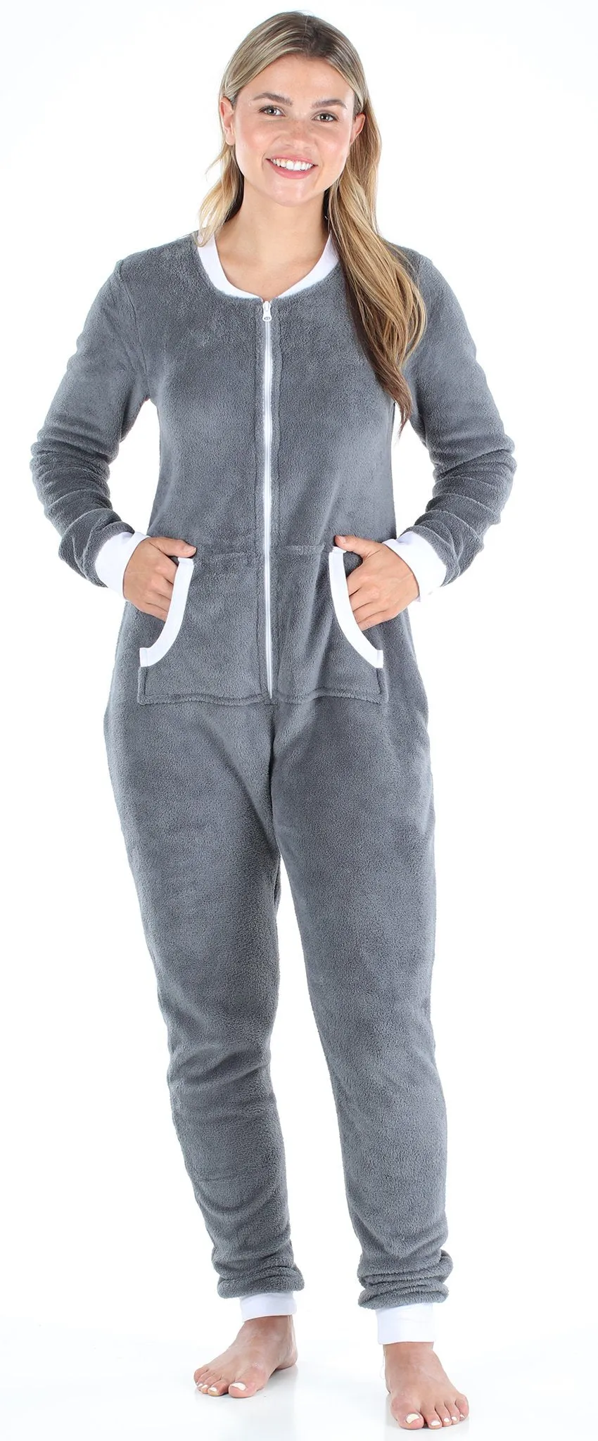 Frankie & Johnny Women's Plush Fleece Non-Footed Onesie Pajama