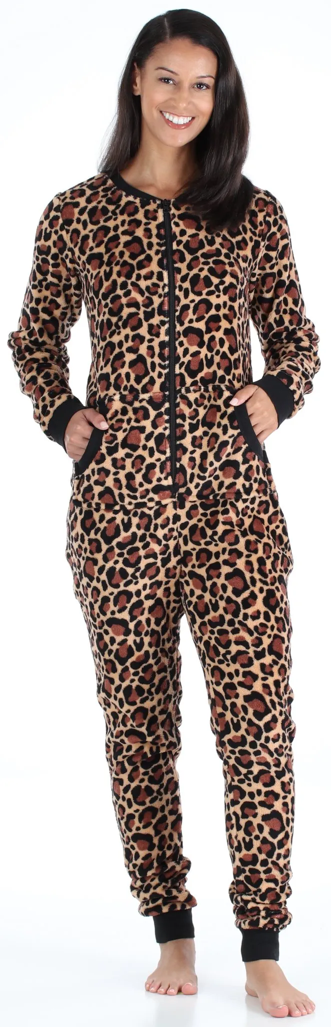 Frankie & Johnny Women's Plush Fleece Non-Footed Onesie Pajama