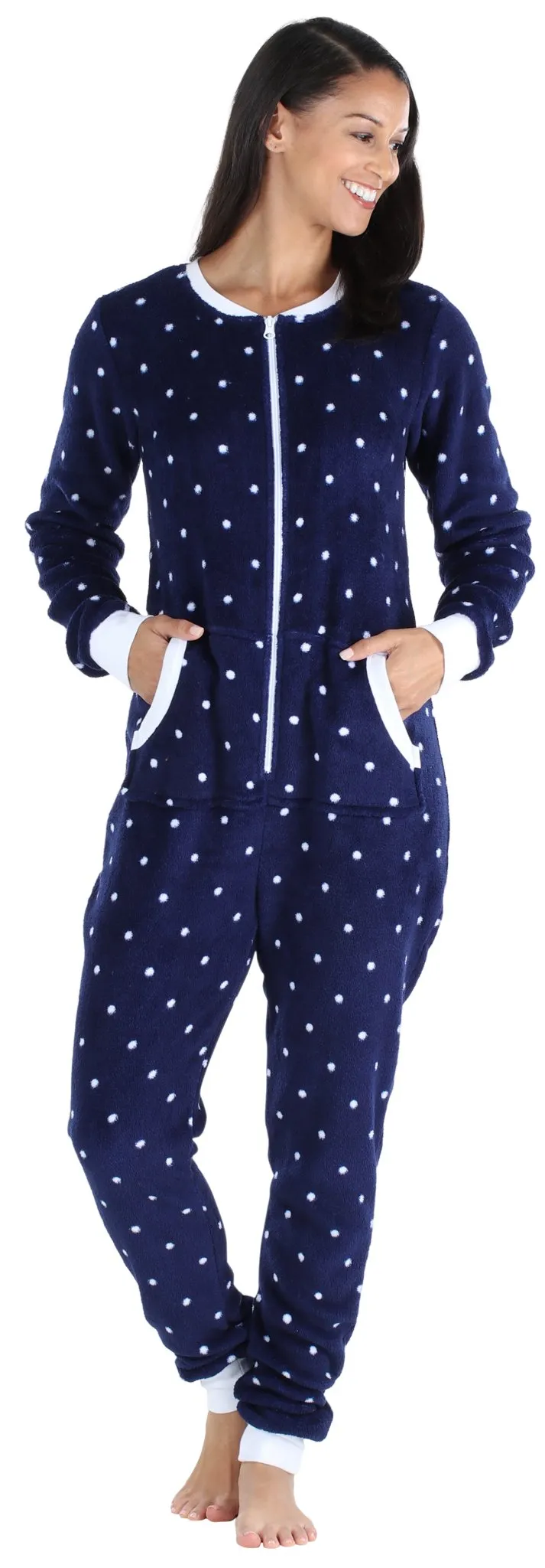 Frankie & Johnny Women's Plush Fleece Non-Footed Onesie Pajama
