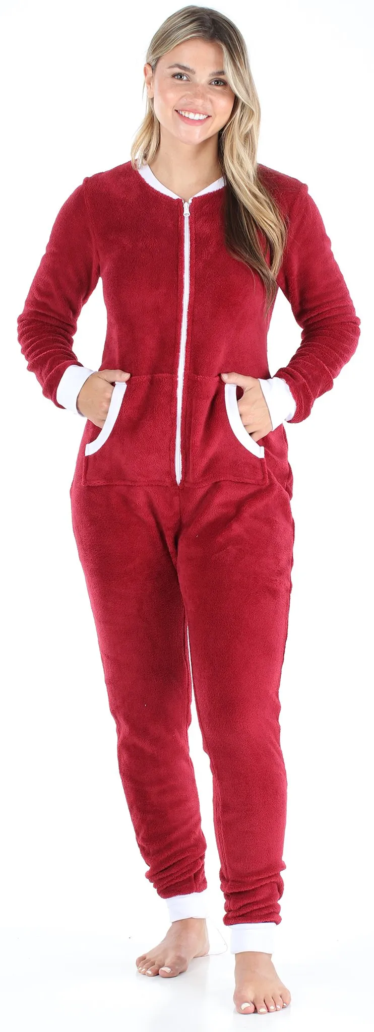 Frankie & Johnny Women's Plush Fleece Non-Footed Onesie Pajama