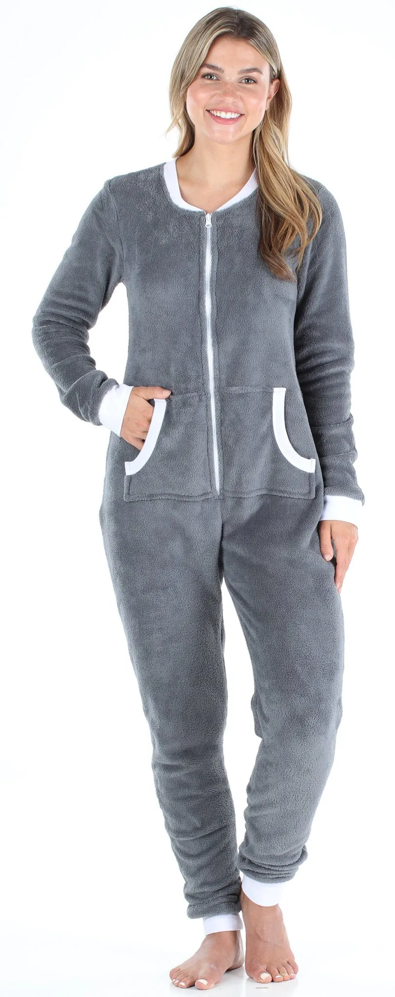 Frankie & Johnny Women's Plush Fleece Non-Footed Onesie Pajama