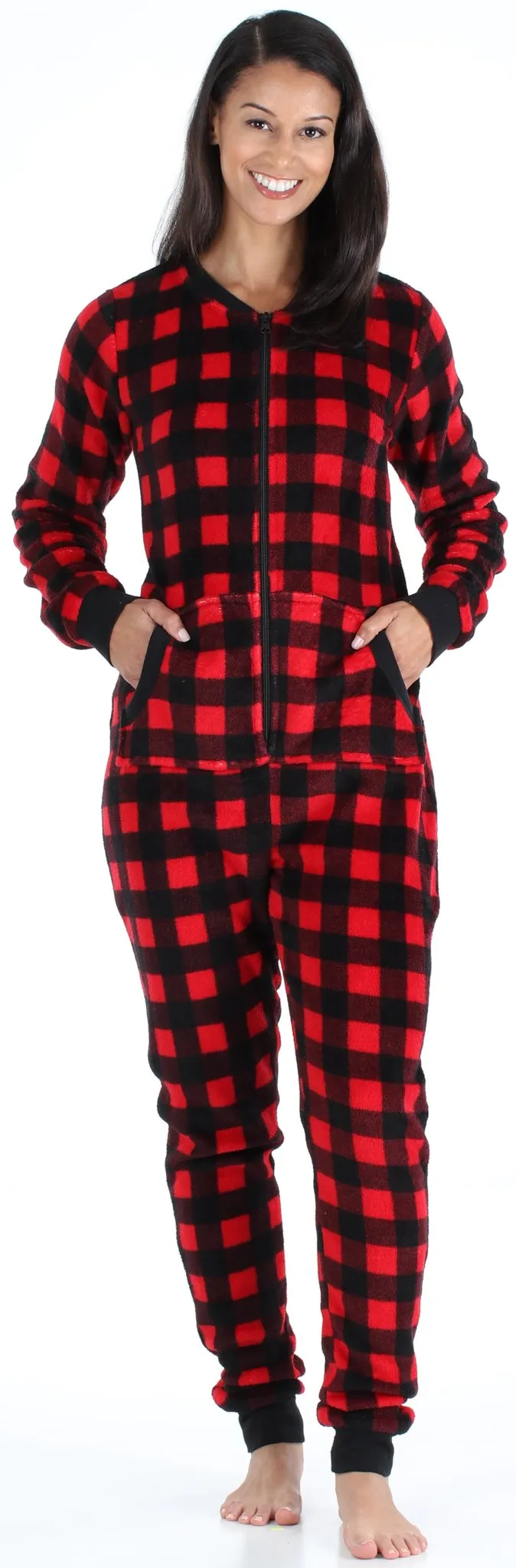 Frankie & Johnny Women's Plush Fleece Non-Footed Onesie Pajama
