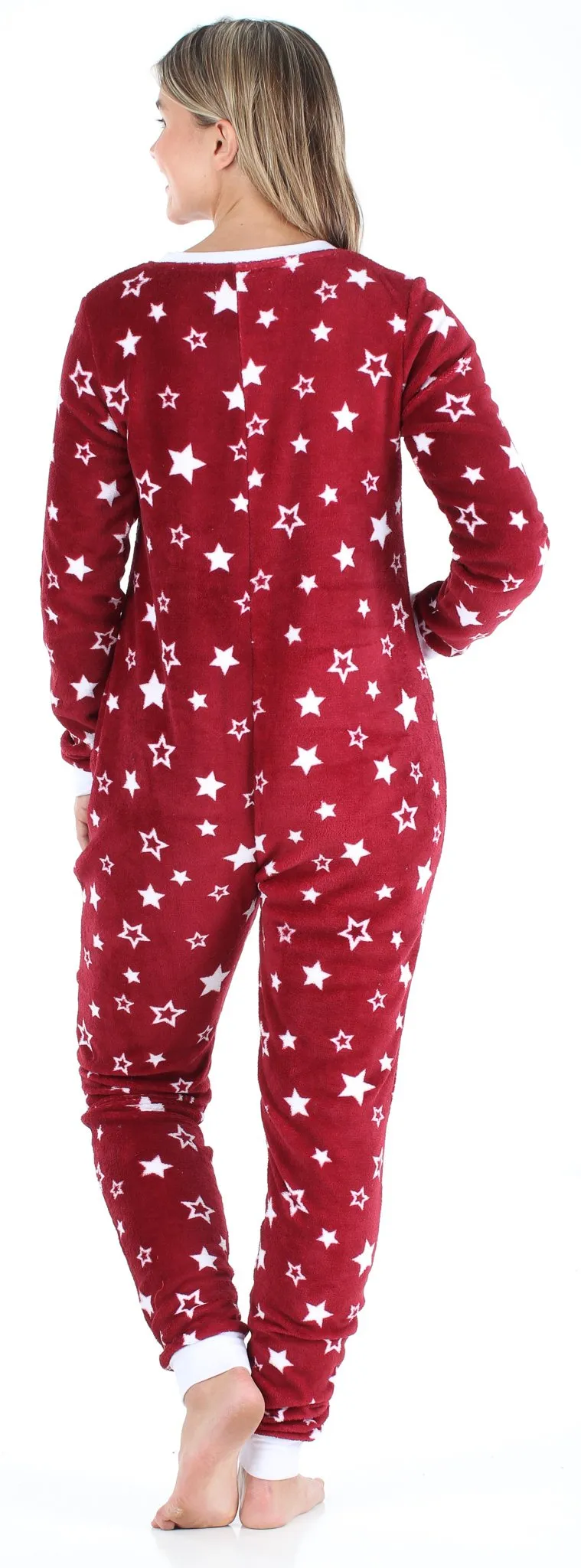Frankie & Johnny Women's Plush Fleece Non-Footed Onesie Pajama