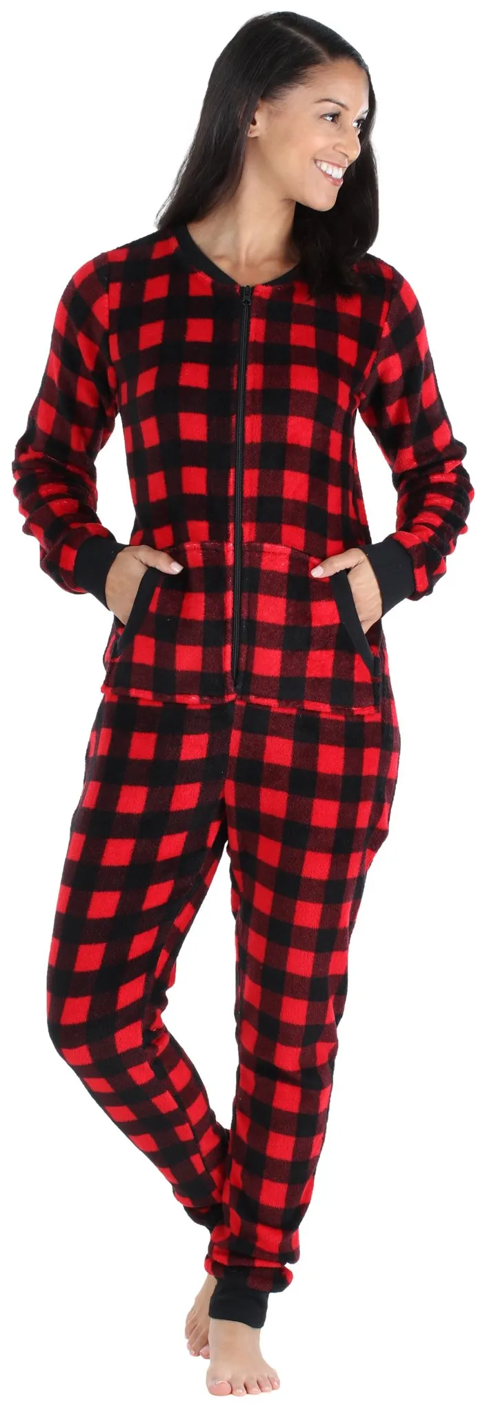 Frankie & Johnny Women's Plush Fleece Non-Footed Onesie Pajama