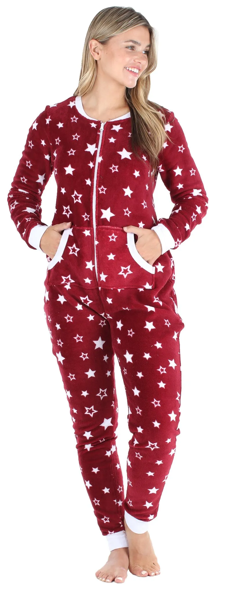 Frankie & Johnny Women's Plush Fleece Non-Footed Onesie Pajama