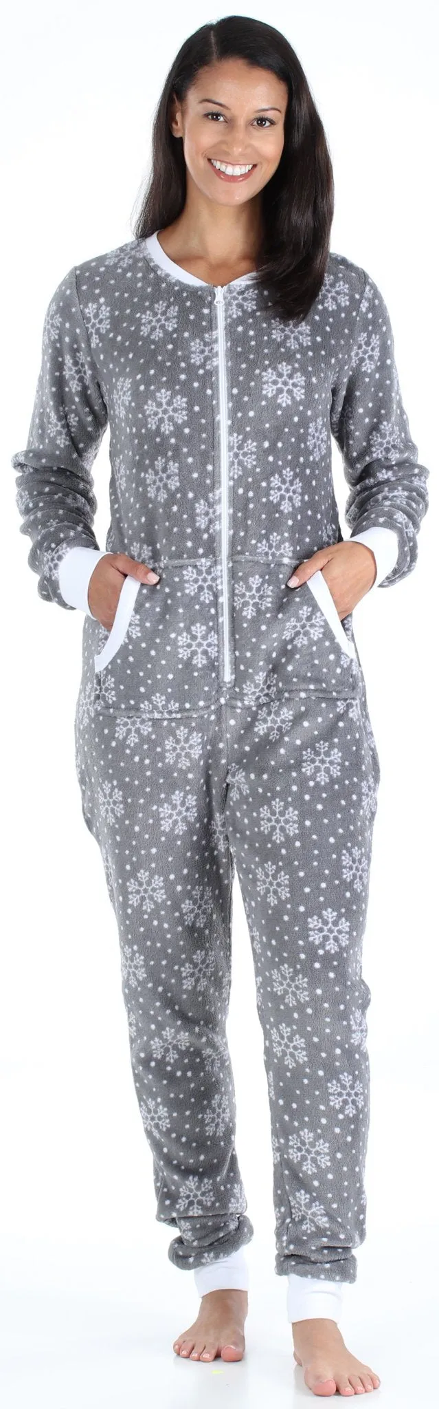 Frankie & Johnny Women's Plush Fleece Non-Footed Onesie Pajama