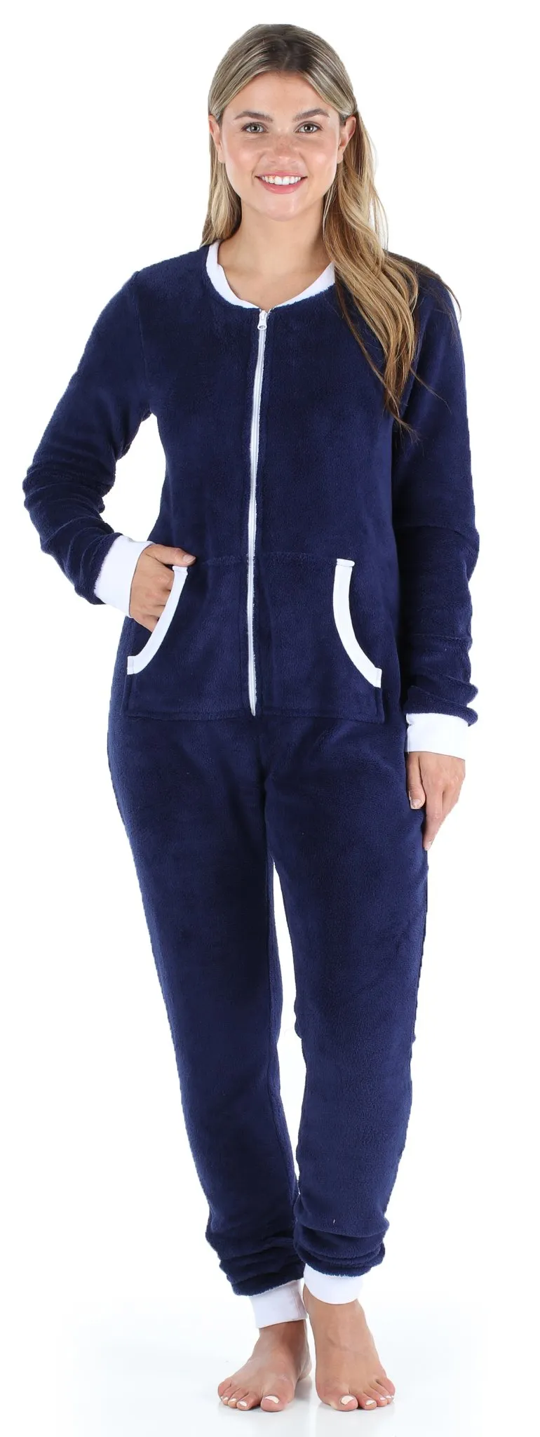 Frankie & Johnny Women's Plush Fleece Non-Footed Onesie Pajama
