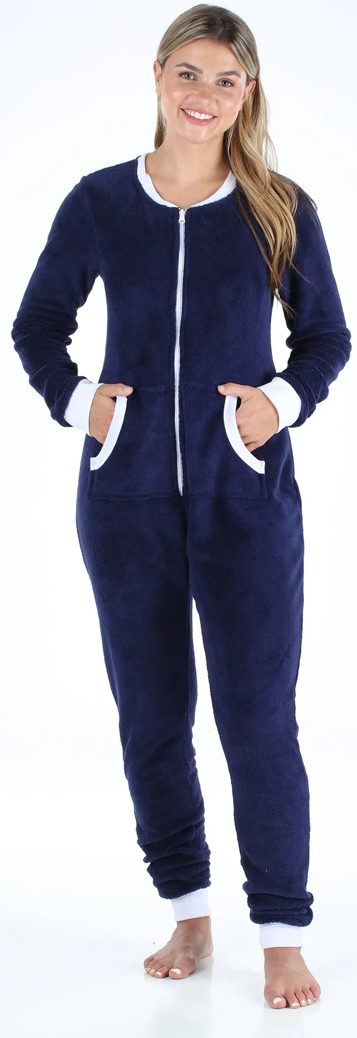 Frankie & Johnny Women's Plush Fleece Non-Footed Onesie Pajama