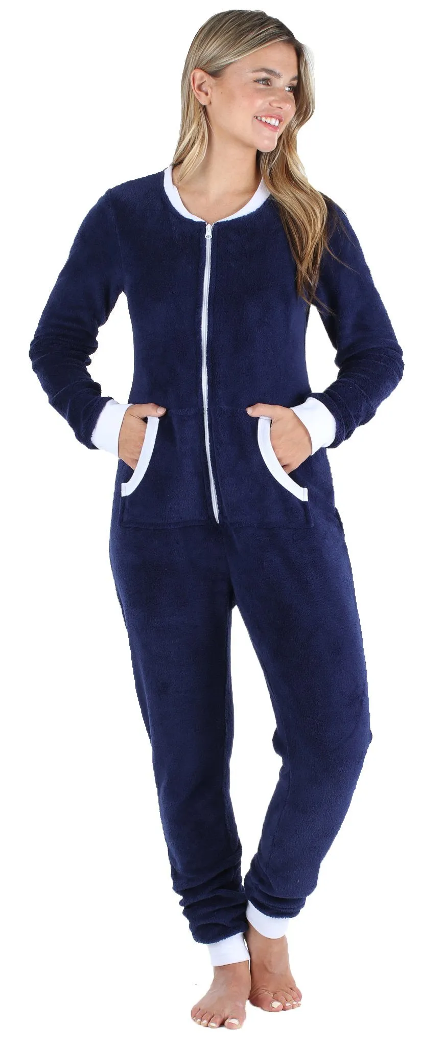 Frankie & Johnny Women's Plush Fleece Non-Footed Onesie Pajama