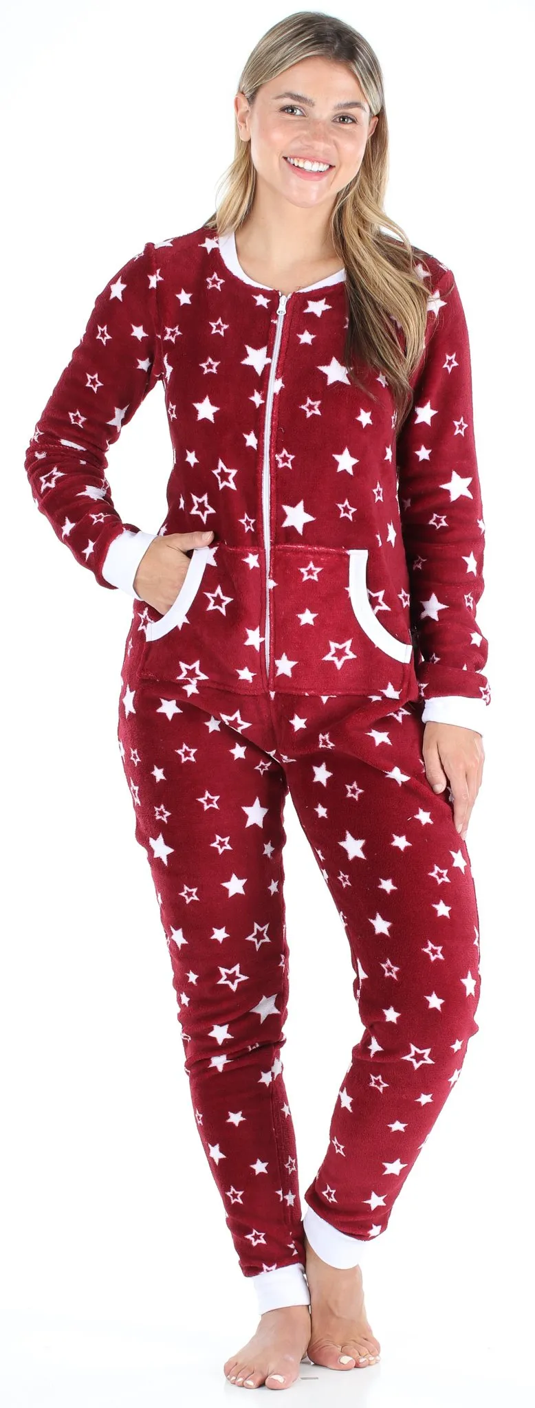 Frankie & Johnny Women's Plush Fleece Non-Footed Onesie Pajama
