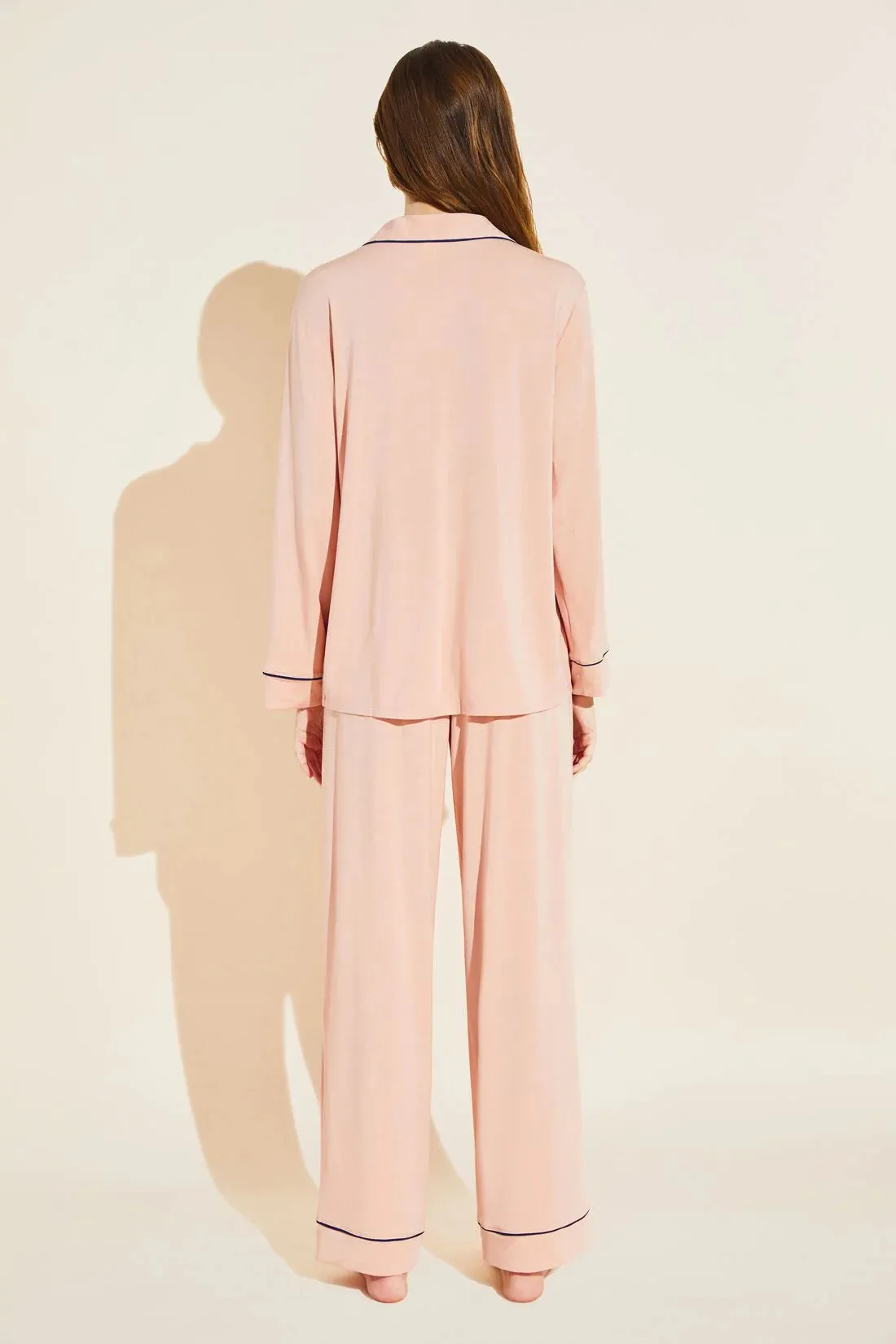 GISELE Long PJ Set in Rose Cloud/Navy