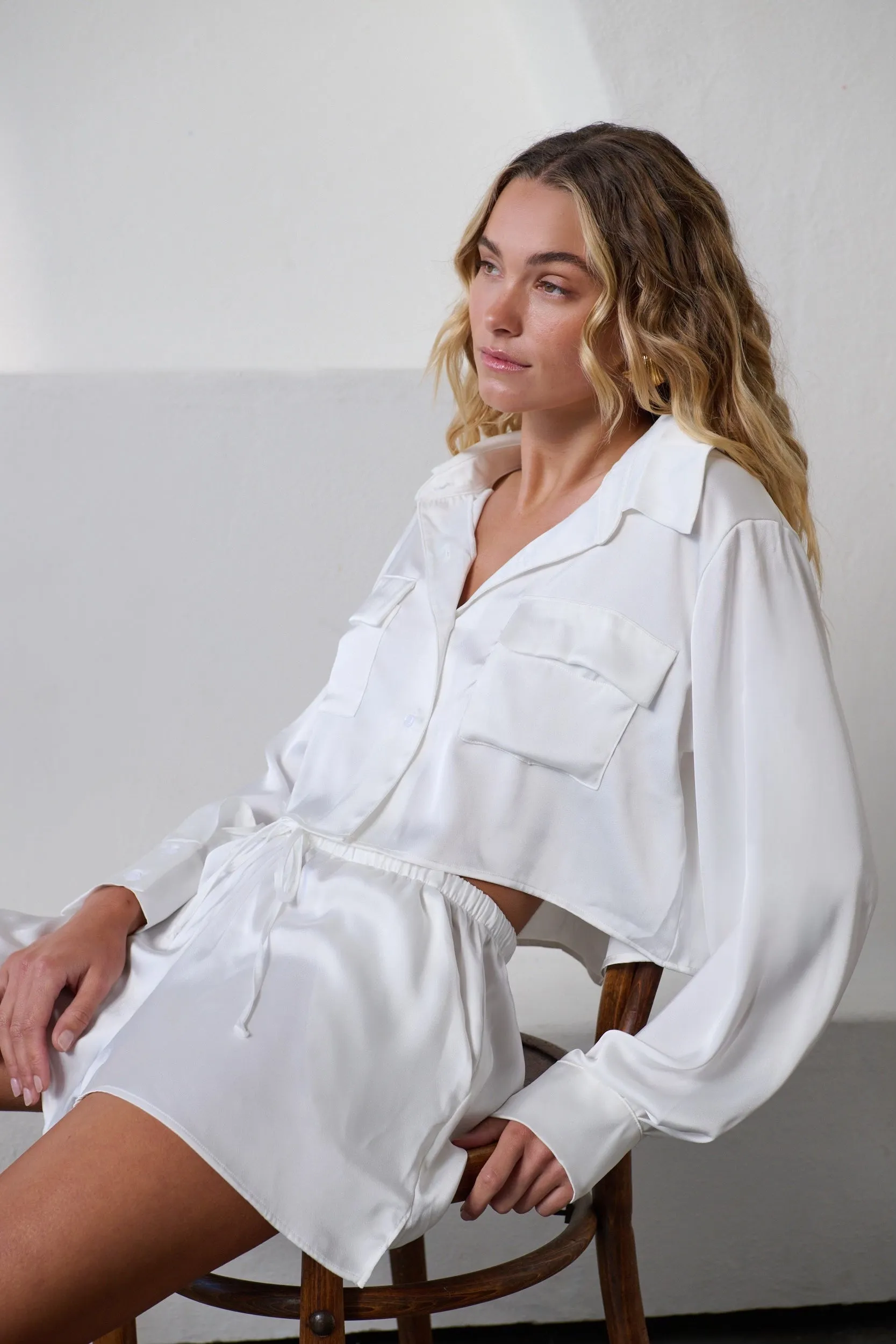 Gracie Shirt Short Set Ivory