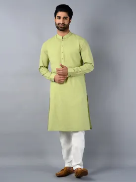 Leaf Green Solid Regular Fit Kurta Set | JadeBlue