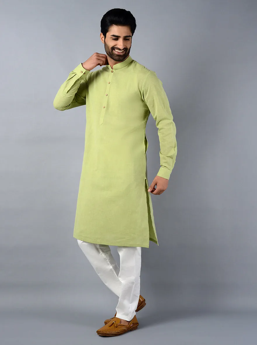 Leaf Green Solid Regular Fit Kurta Set | JadeBlue