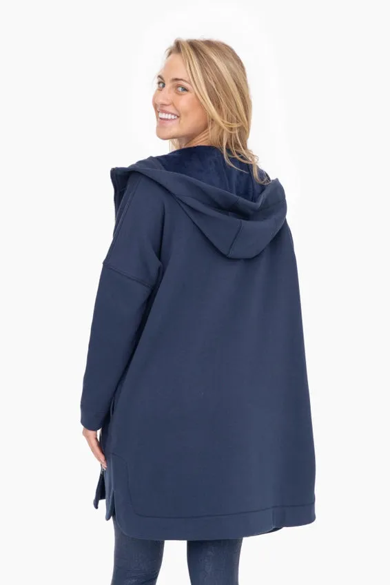 Mono B Longline Zip-Up Jacket with Hood