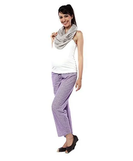 Nine Maternity Comfy Floral Printed Pajamas - Lavender