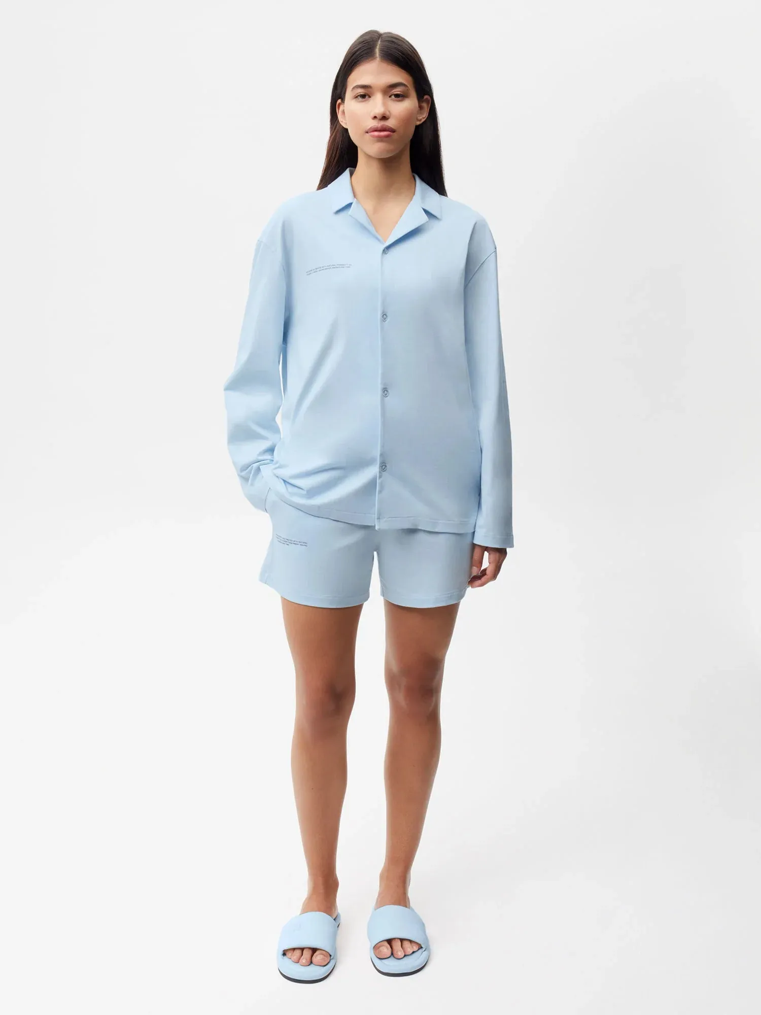 Organic Cotton Pajama Loose Shorts—moonstone blue